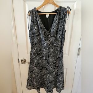 A New Day Black and White Floral Midi Dress Sz XL